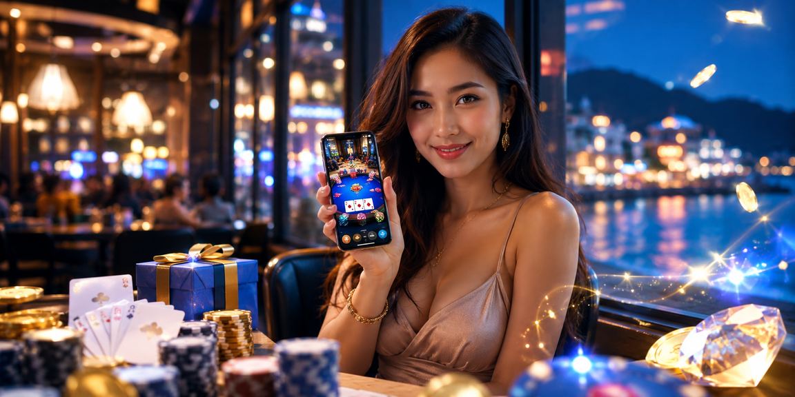 Malay-styled casino poker card game in a Malaysian night setting